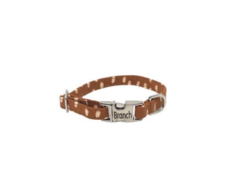 3/8” Dainty Caramel Dotty Pup Collar  - personalized dog collar - tiny collar in xxs to small