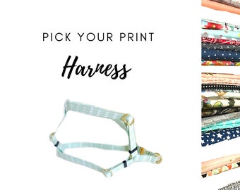 Pick your Print Step-in Dog Harness. Handmade in USA. Custom Sizing Made to Order