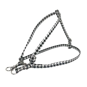 3/8” Dainty Step-in Harness. Houndstooth Print. Handmade in USA