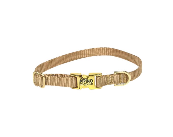3/8" Copper Gold Dainty Collar - Handmade in USA - Tagless Dog ID