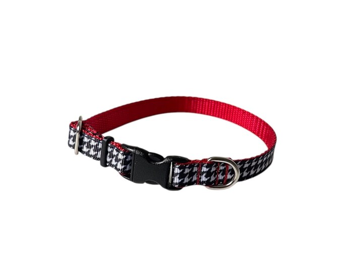 3/8" Dainty Houndstooth personalized dog collar. Handmade in the USA