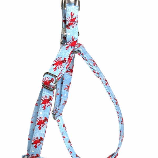 Dog Harness | Blue Nautical Lobster Print | Step in harness | All Cotton Fabric