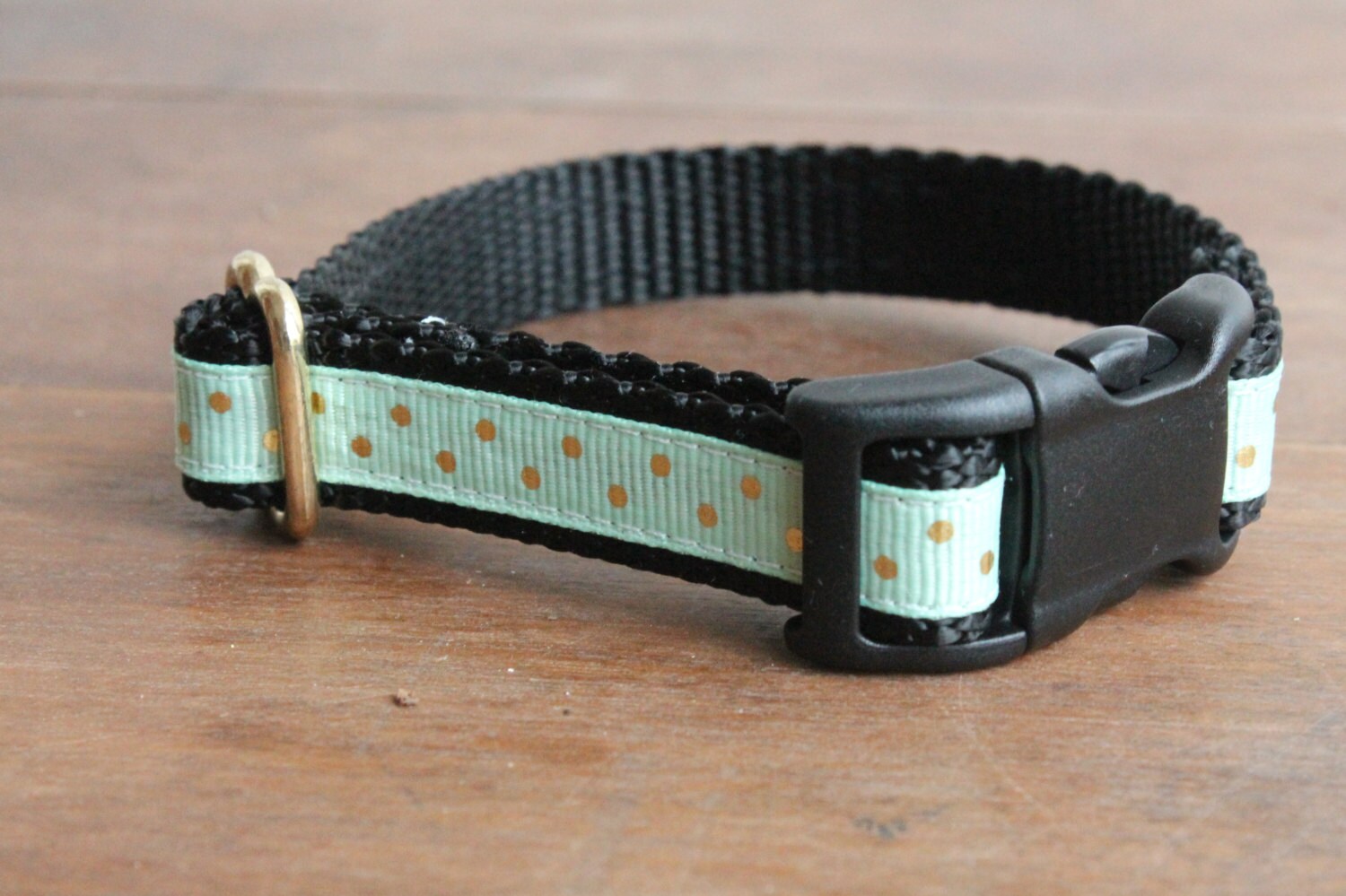 Breakaway Cat Collar Mint Gold Polka Dot Unisex Feline Etsy