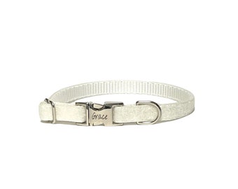 3/8" Dainty White Sparkle Dog Collar -  tiny thin collar - xxs size available