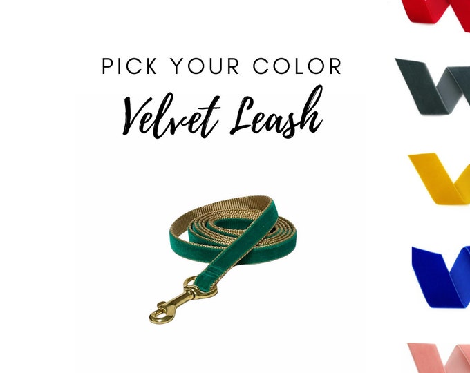 Velvet Dog Leash l Pick your Color l 25 different colors l Wedding Dog Lead