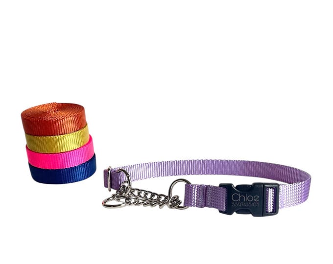 Chain Martingale Collar Pick your Color- Personalized Dog Collar - Made in USA