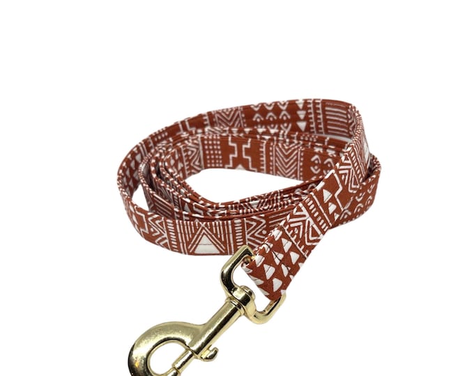 Fabric Dog Leash. Rustic Tribal Print. Handmade in USA