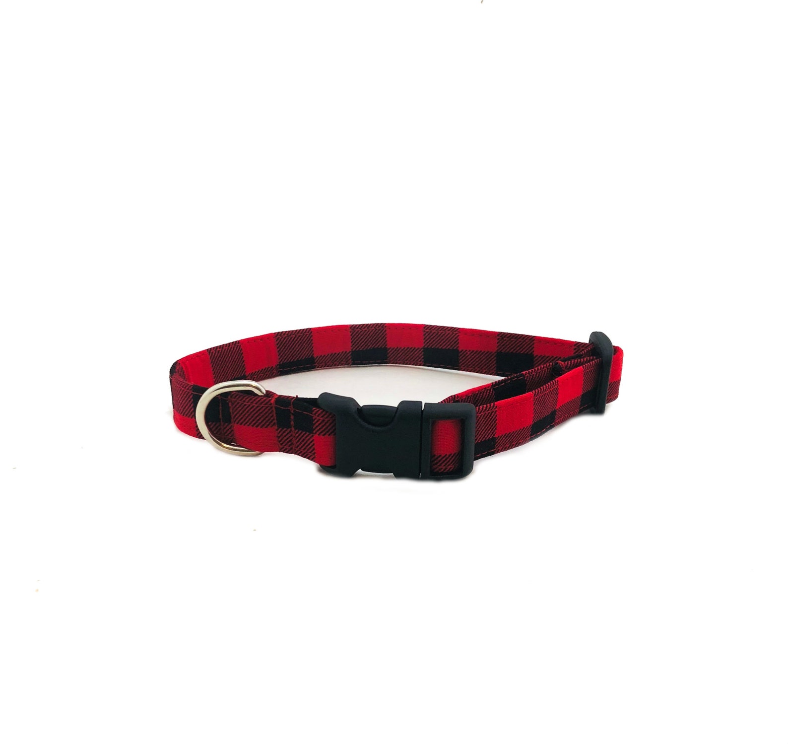 Red Buffalo Plaid Dog Collar Personalized Laser Engraved Etsy