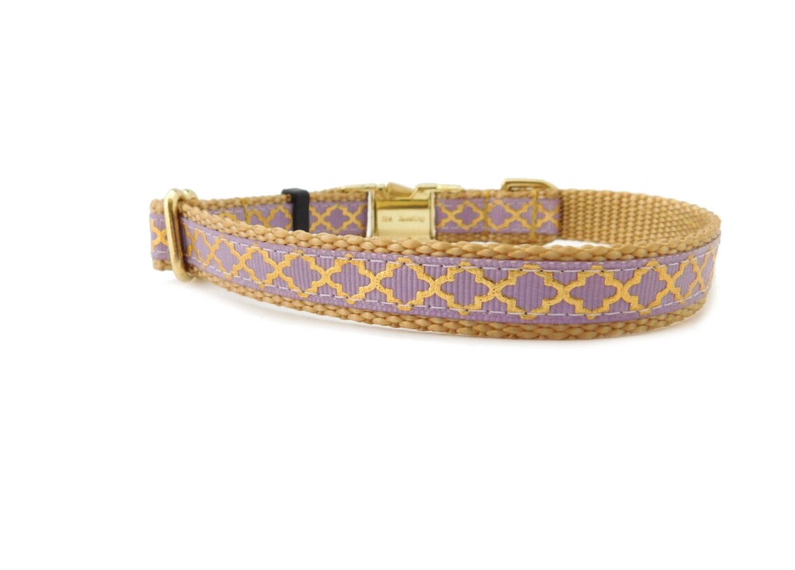 Small Dog CollarMoroccan Dog Collar Quatrefoil Print Metal Etsy