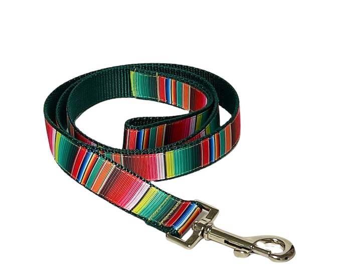 Fiesta Cinco de Mayo Serape Dog Leash. Handmade in USA