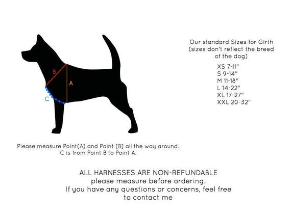 Holt Dog Harness Size Chart