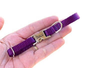 3/8" Purple Dainty Nylon Collar -Handmade in USA - Tagless dog ID
