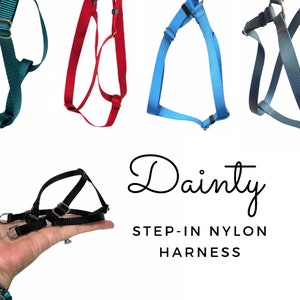Pick your Color Dainty Dog Harness. 3/8&quot; Wide. Custom made in the USA