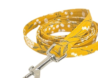 Fabric Dog Leash - Yellow Floral Print