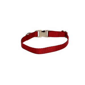 3/8" Red Dainty Nylon Collar - Handmade in USA - Tagless dog ID image 3