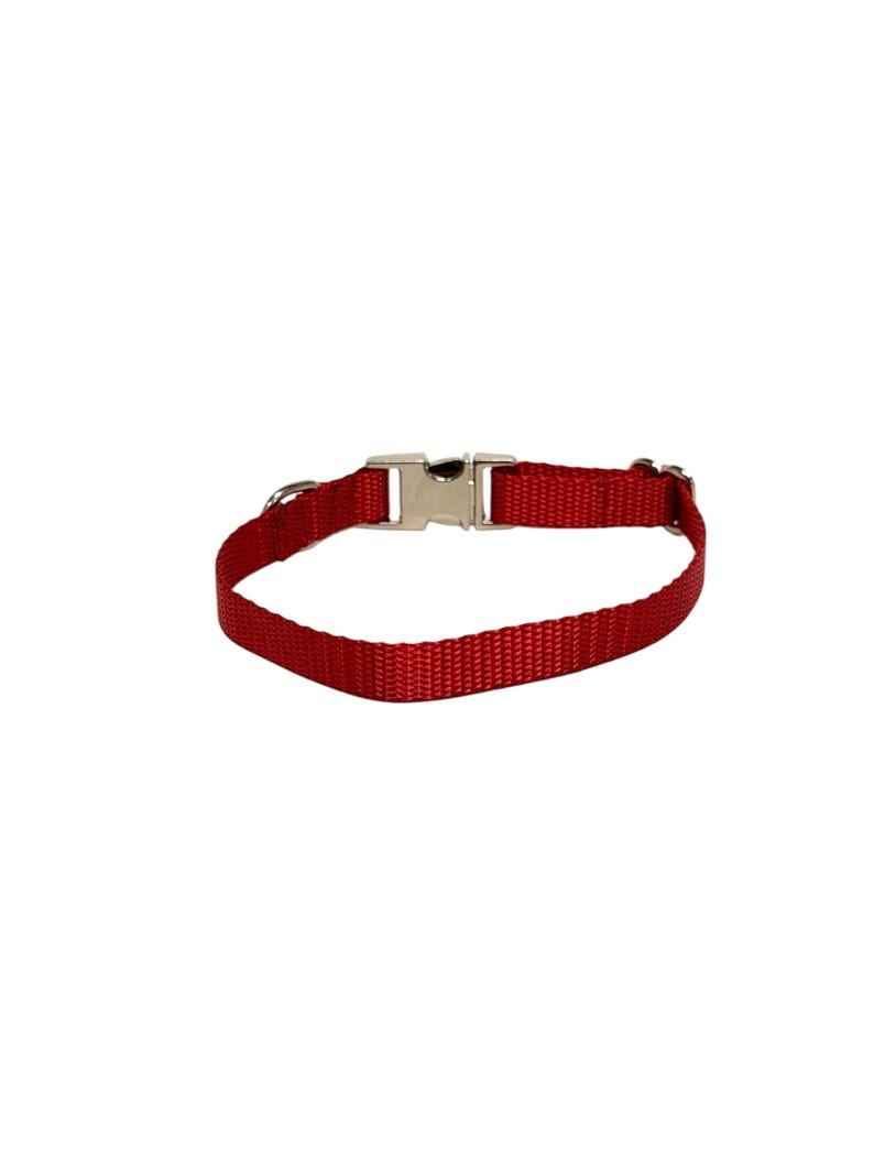 3/8" Red Dainty Nylon Collar - Handmade in USA - Tagless dog ID image 3