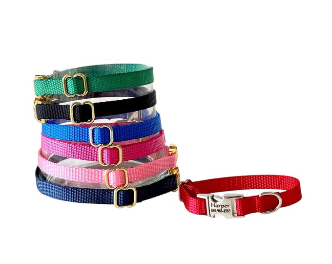 3/8" Dainty "Pick your Color" Nylon Personalized Collar