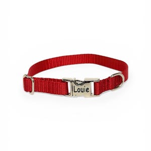 3/8" Red Dainty Nylon Collar - Handmade in USA - Tagless dog ID image 2