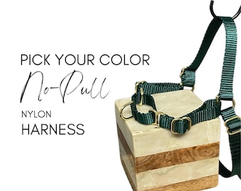 Pick your Color Nylon Dog No-Pull Harness. Custom Sizing Made to Order. Handmade in USA.