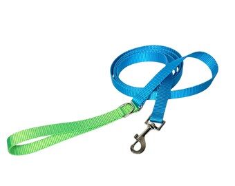 Two Tone Nylon Dog Leash. Pick your Color. Custom Lengths Available. Made in USA