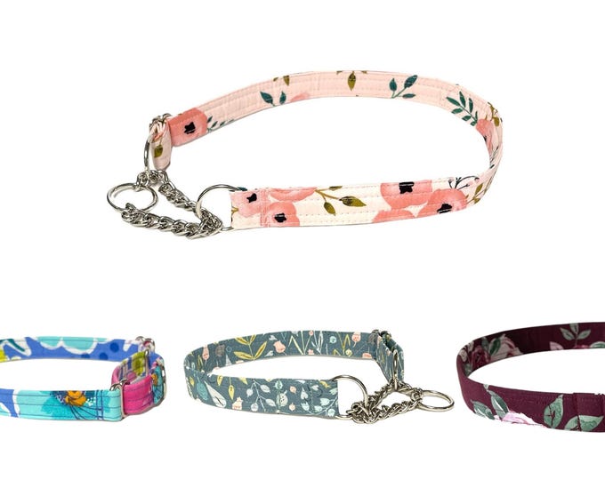Fabric Martingale Collar Pick your Print - over 25 prints - Chain or Regular Martingale
