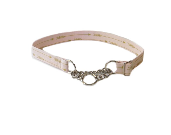 Martingale Dog Collar -Pink Arrow Print- Made in USA