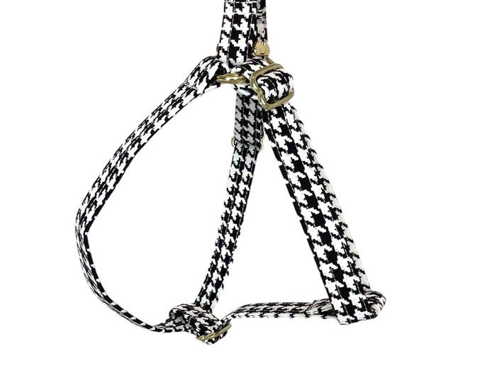 Step-in Dog Harness. Houndstooth Print. Custom sized handmade in USA