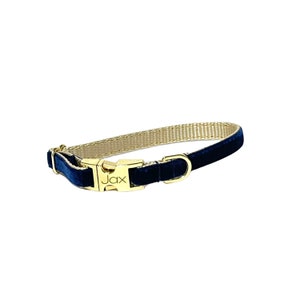 3/8" Dainty Velvet Collar in Navy - xxs dog collar - tiny collar