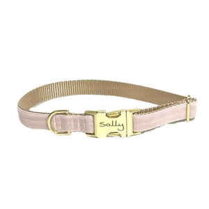Blushing Pink Velvet Personalized Collar. Made in the USA