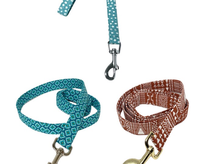 Pick your Print Dog Leash. Over 24 Fabric Prints. Handmade in USA