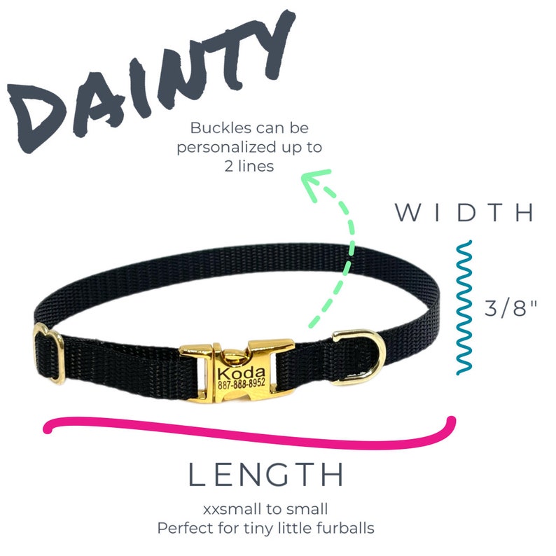 3/8 Dainty Dog Collar Pick your Color over 22 colors xxs size available image 9