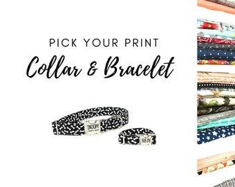 Dog Collar Friendship Bracelet Set -Pick your Print - over 25 prints