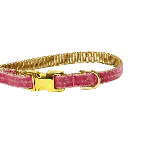 3/8" Dainty Velvet Collar in Alt Rose- xxs dog collar - tiny collar