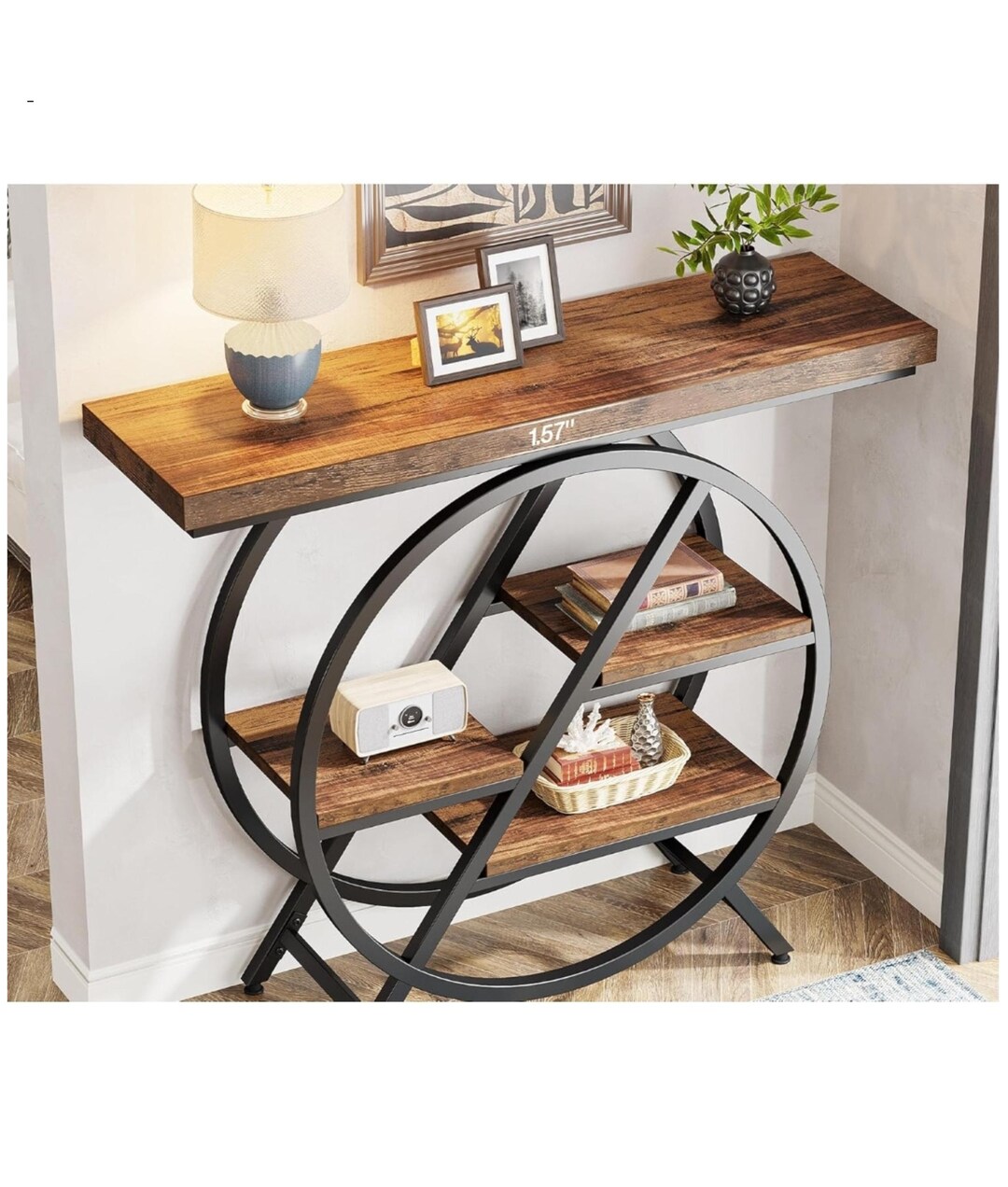 Tribesigns Industrial Console Table 100 Cm – Rustic Wood and Metal ...