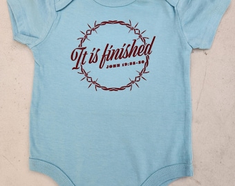 Christelijke babyromper "It is Finished"