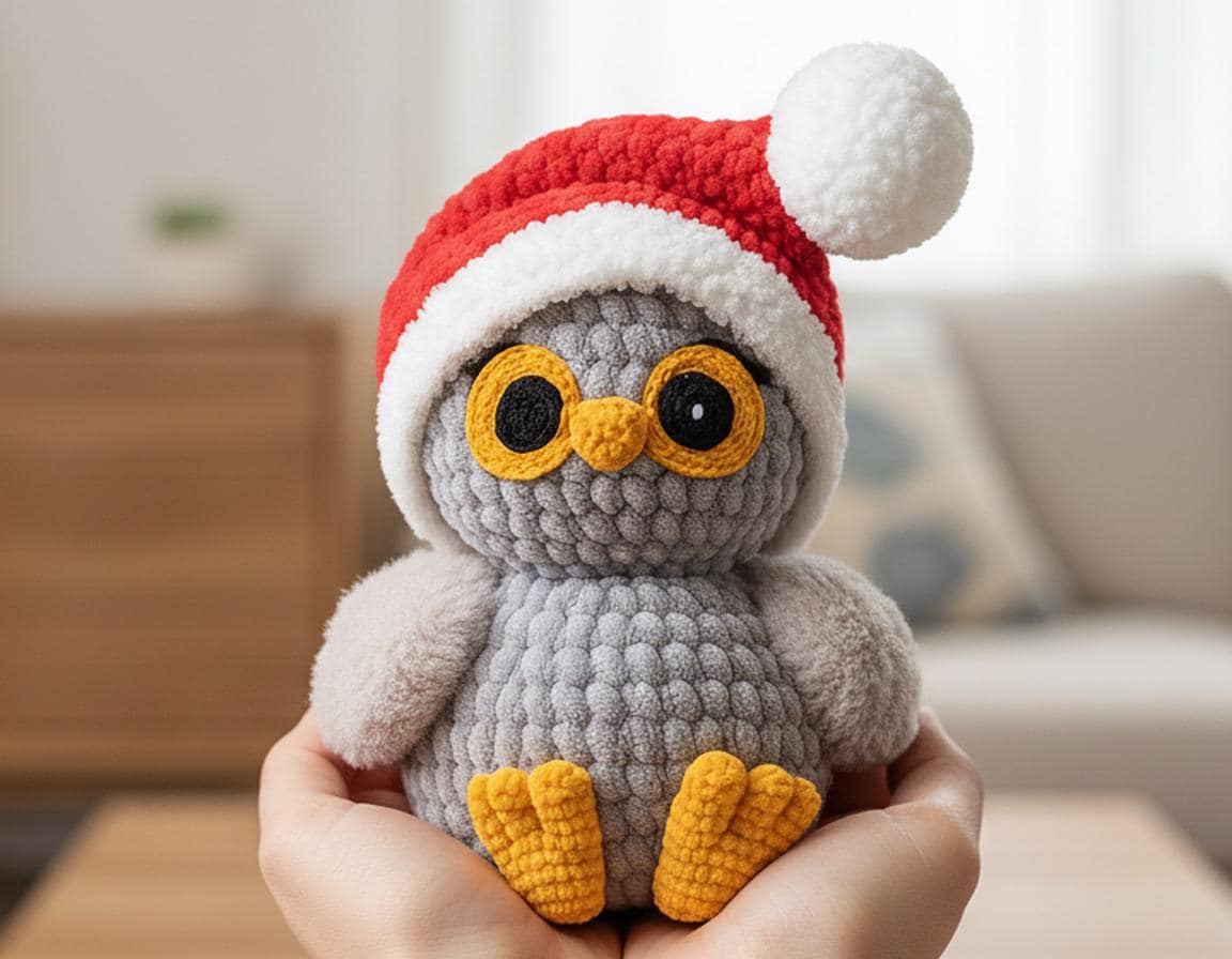 Amigurumi Christmas Owl Crochet Pattern | Santa Hat Toy (PDF)