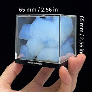 Aerogel con caja expositora cúbica: el sólido más ligero de la Tierra, humo congelado, kit de ciencia STEAM.