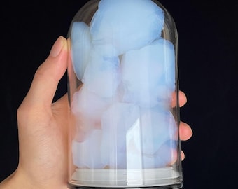 Aerogel Chunks with Dome Glass Display Bottle - Hydrophobic "Frozen Smoke" The Lightest Solid