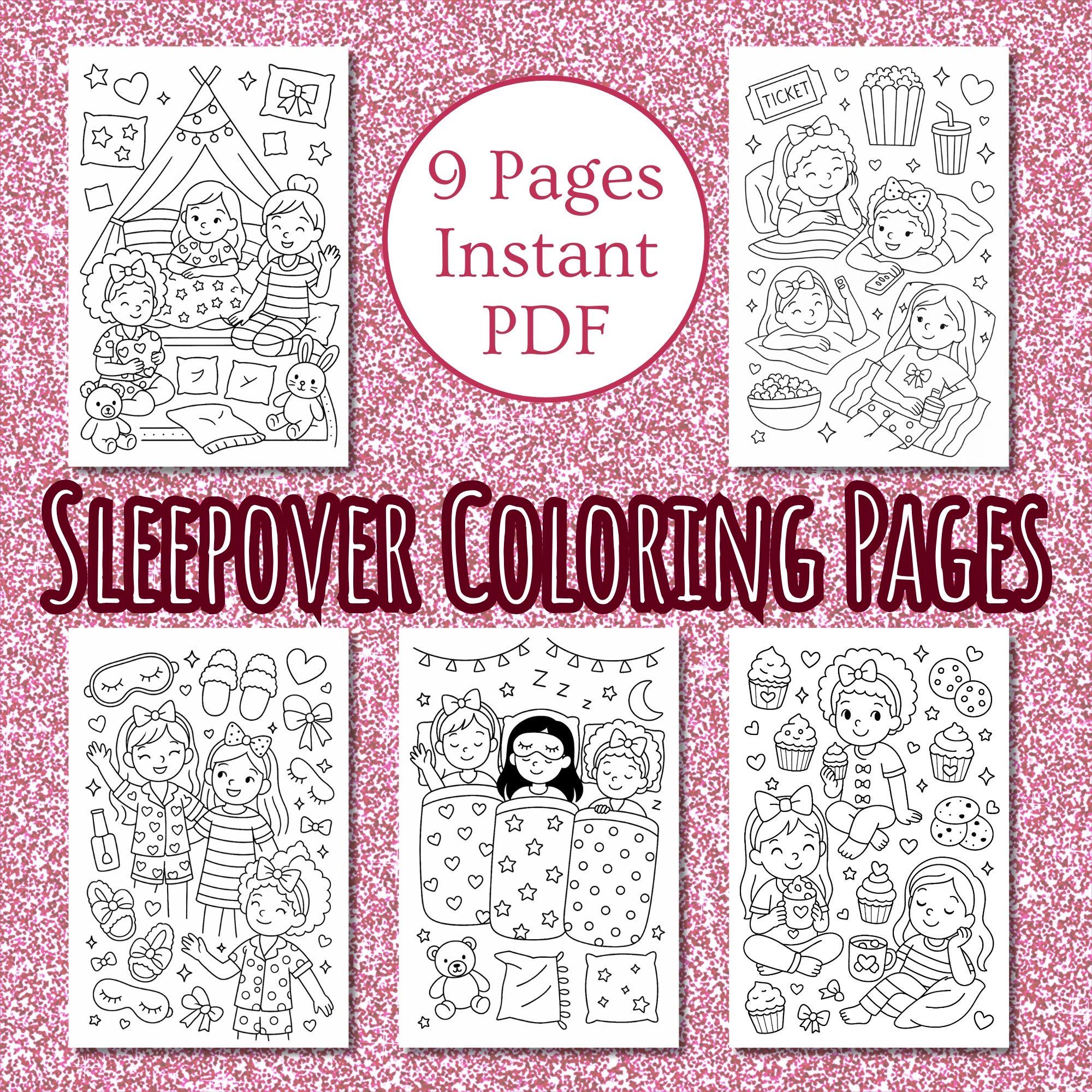 Sleepover Coloring Book for Girls, Slumber Party Printable, Pajama ...