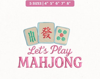Let's Play Mahjong Machine Embroidery File, Mahj Tile Set (Instant Download)