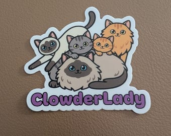 ClowderLady Cartoon Cat Sticker