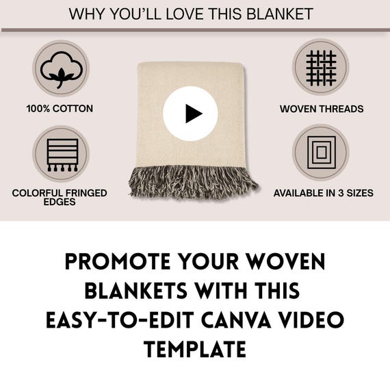 Woven Blanket Mockup Video | Edit With a Free Canva Account | Upgrade Your POD Woven Blanket Listing