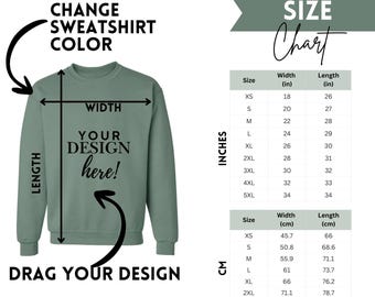 Gildan 18000 Color & Size Chart Canva Templates  All-in-One Sweatshirt Mockup Bundle – Drag n Drop Editable Canva Templates - Done for You