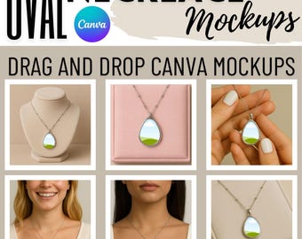 Modelli di collana ovale per Canva / Espositore per collane con stampa a sublimazione / Modelli di modelli di gioielli Canva modificabili / Modelli di collana ovale con stampa a sublimazione