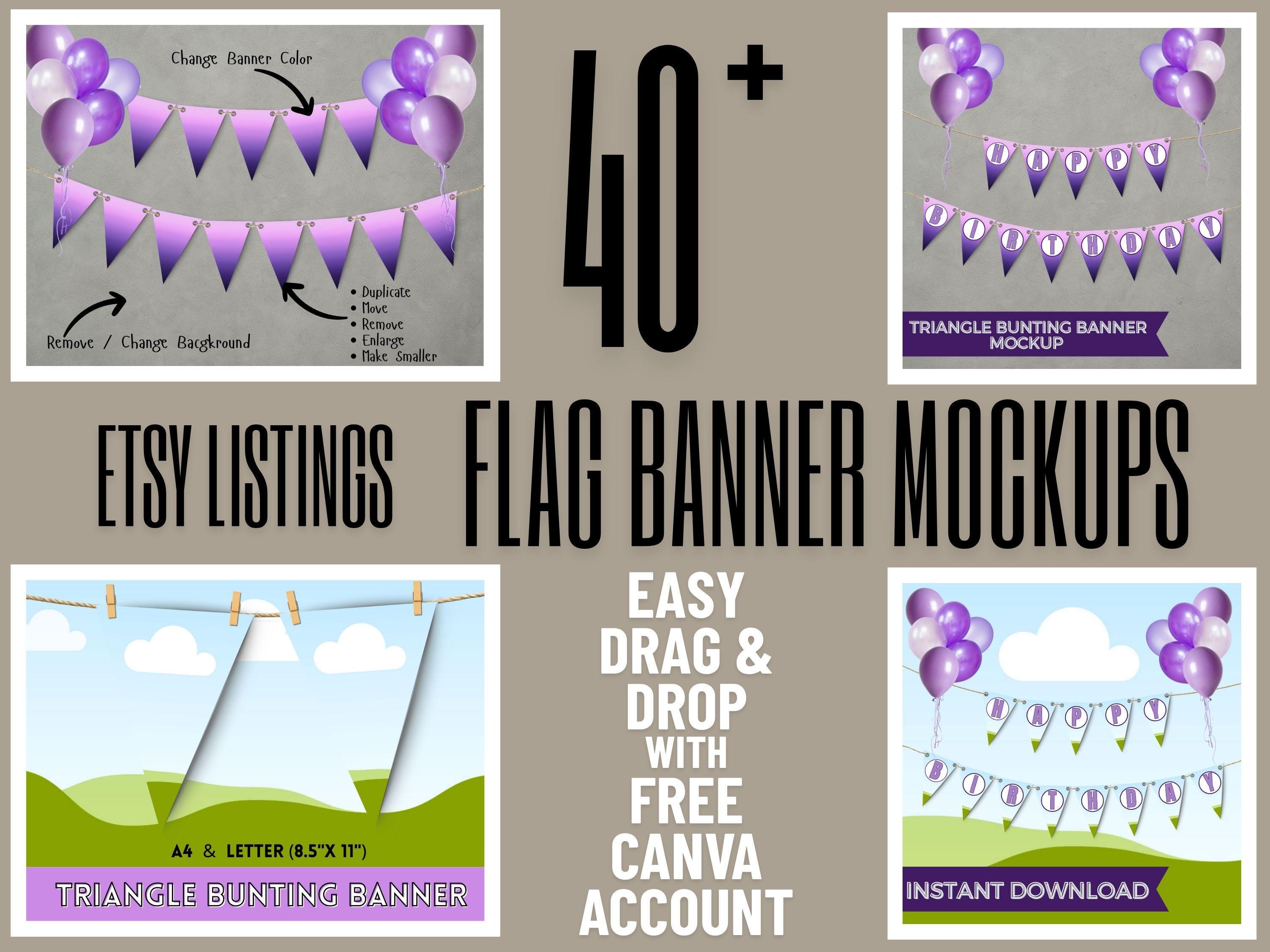 Garland Flag Banner Mockup Kit | Drag and Drop Editable Canva Templates ...