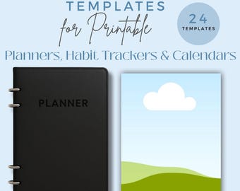 Mockups for Planners, Habit Trackers or Calendars for Social Media or Etsy Listings | 24 Editable Canva Mockup Drag and Drop Templates