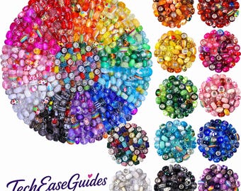 200pcs Rainbow Large Hole Beads, European Spacer Beads with Rhinestones, DIY Charm Bracelet Beads, Colorful Jewelry Making Supplies