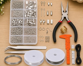 Jewelry Making Supplies Kit, Jewelry Repair Tool Set, Pliers & Finding, Beading Wire and Cord, DIY Jewelry Making Kit for Beginner and Adult