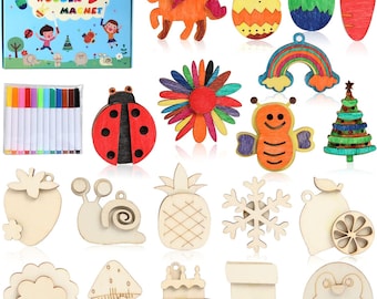DIY Wooden Magnet Painting Kit: 36 Arts & Crafts Party Favors