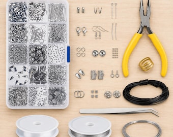 Jewelry Making Kit, Jewelry Findings Starter Kit, DIY Beading Supplies, Jewelry Repair Tools, Craft Making Accessories